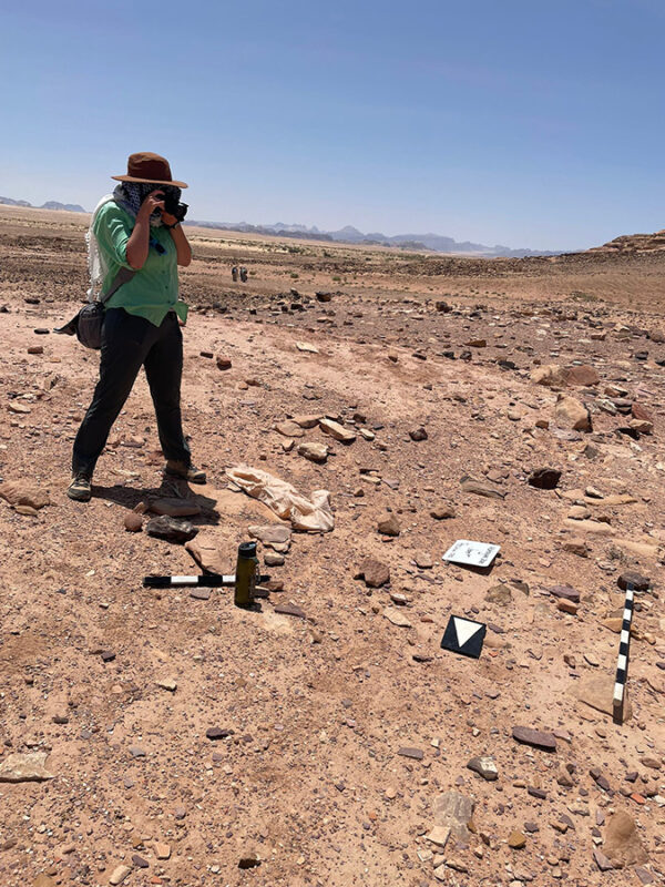 Rachel Carroll photographing at Humayma. Photo by Omar Perez.