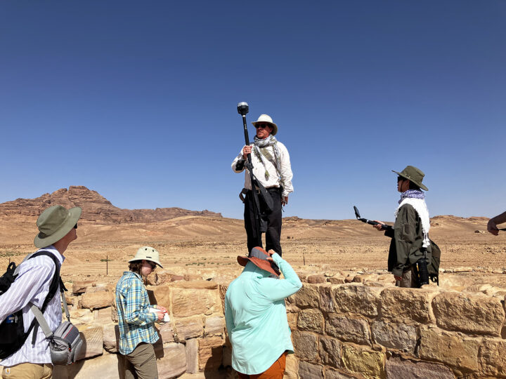 Matthew Vincent demonstrating RTK for the Humayma Field School, 2025.