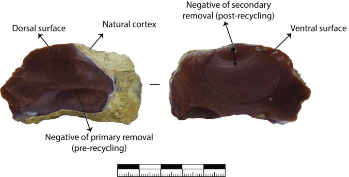 Example of a core-on-flake from the Neolithic site Tell Abu Suwwan.