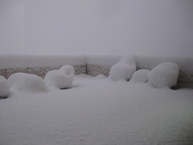 Snow-covered patio furniture during the 2013 blizzard. Photo by Dr. Barbara Porter