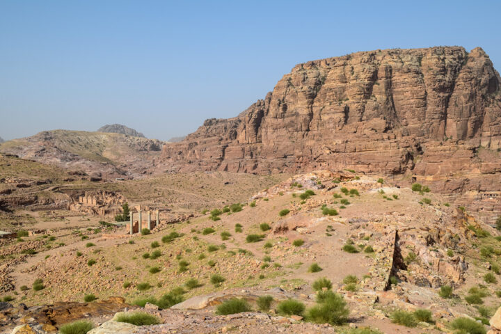 The Petra North Ridge, with view of the city wall, the Blue Chapel, the Great Temple, and the Petra Garden and Pool Complex. Photo by Sarah Wenner.